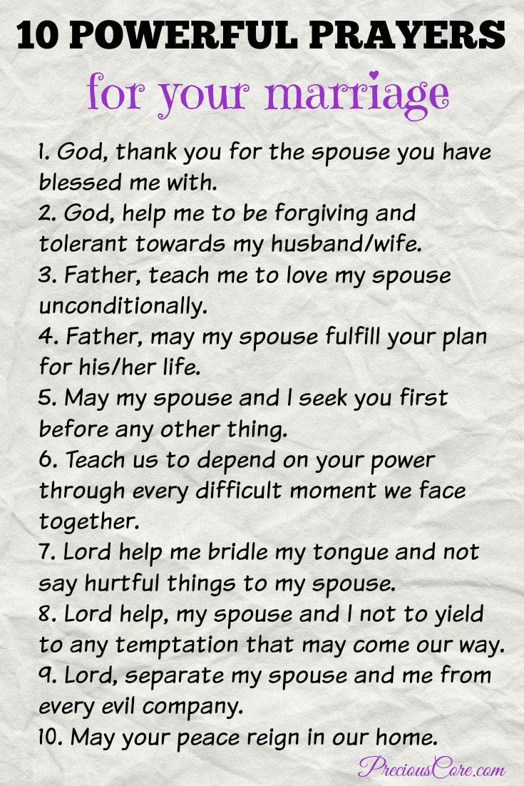 10 POWERFUL PRAYERS FOR YOUR MARRIAGE | Precious Core
