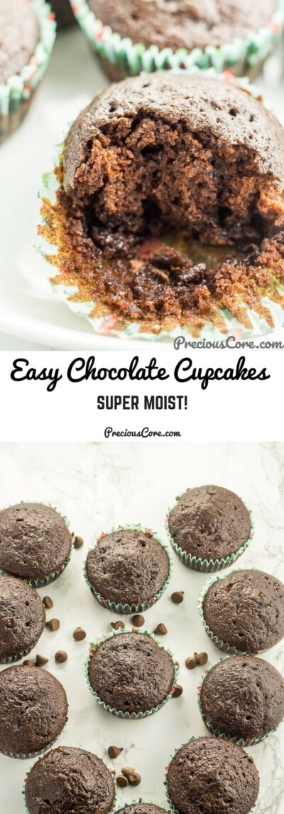 Easy Moist Chocolate Cupcakes | Precious Core