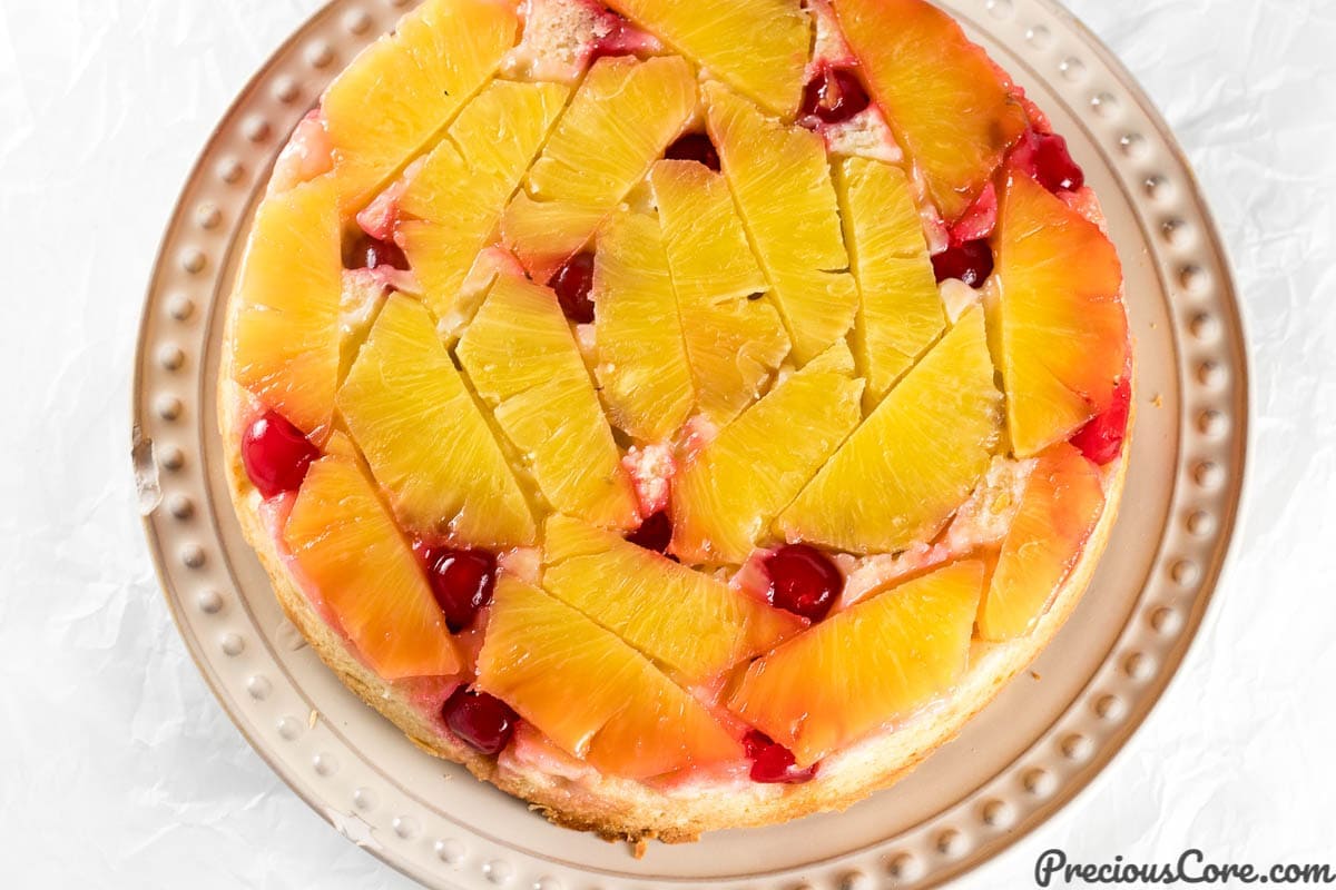 Pineapple Upside Down Cake Recipe - Saving Room for Dessert