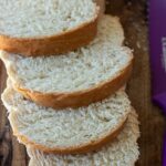 slices of homemade white bread on a chopping board