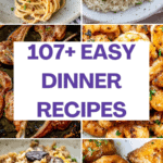 Pictures of various easy dinner recipes for the family.