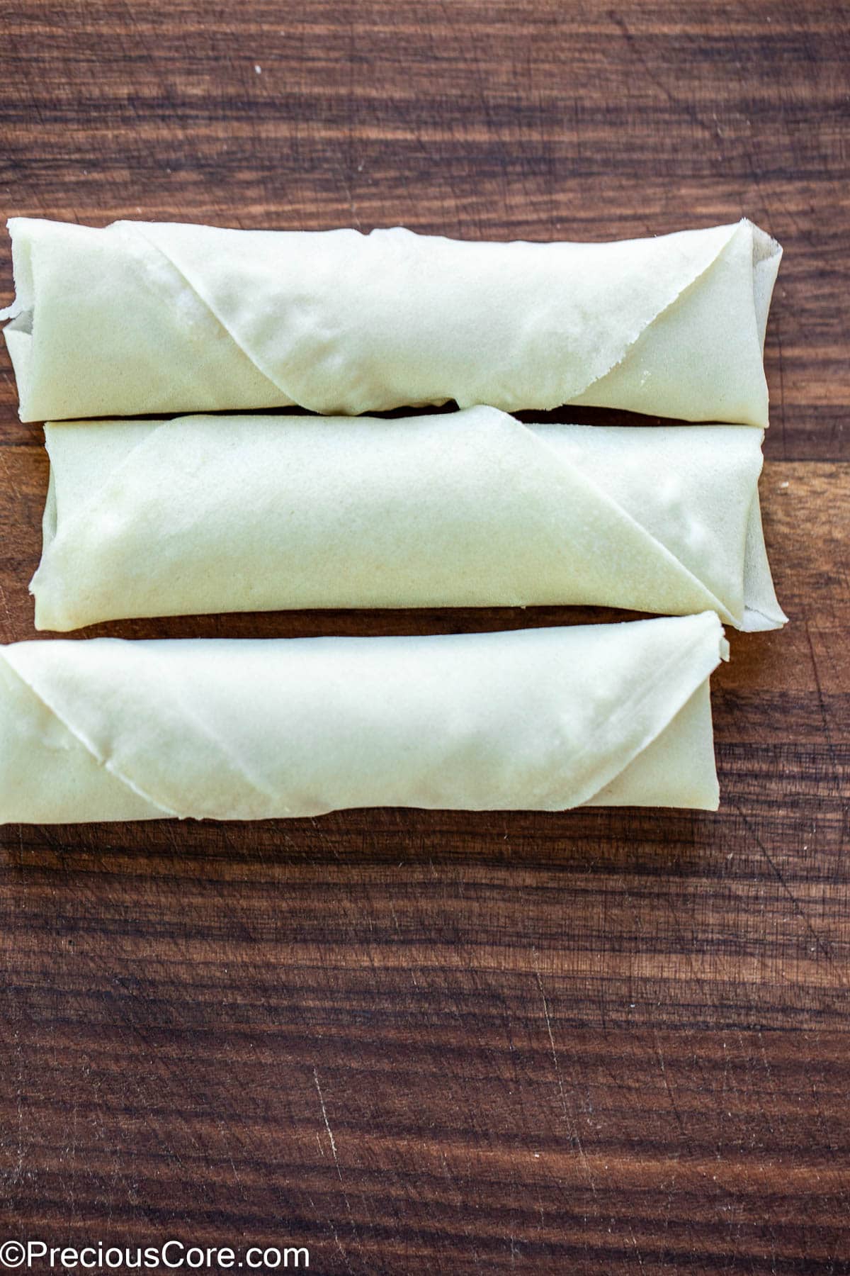Ready-to-cook spring rolls.