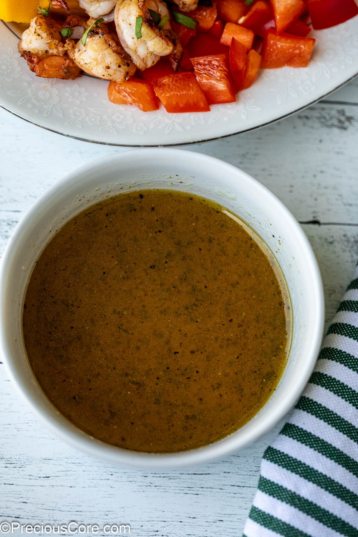 Honey Lime dressing in a white bowl.