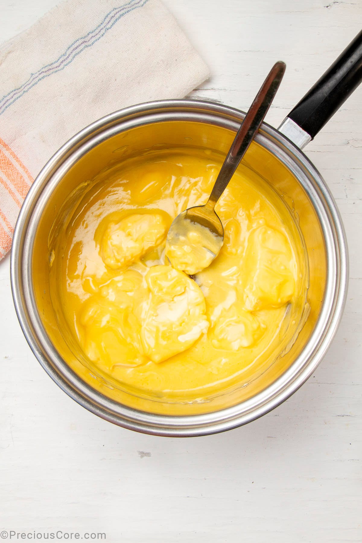 Butter melting in a saucepan.