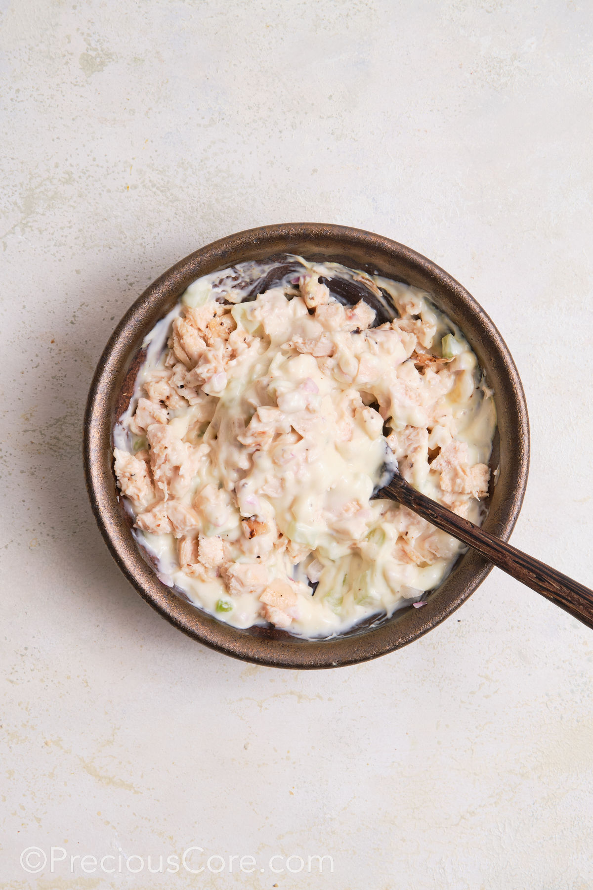 Chicken Mayonnaise Sandwich filling in a bowl.