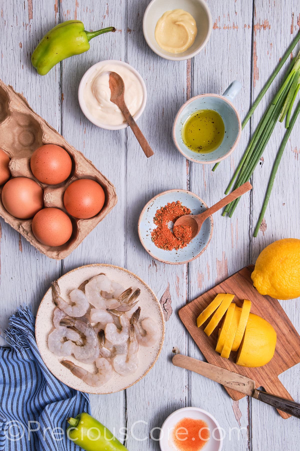 Ingredients for Deviled Eggs With Shrimp.