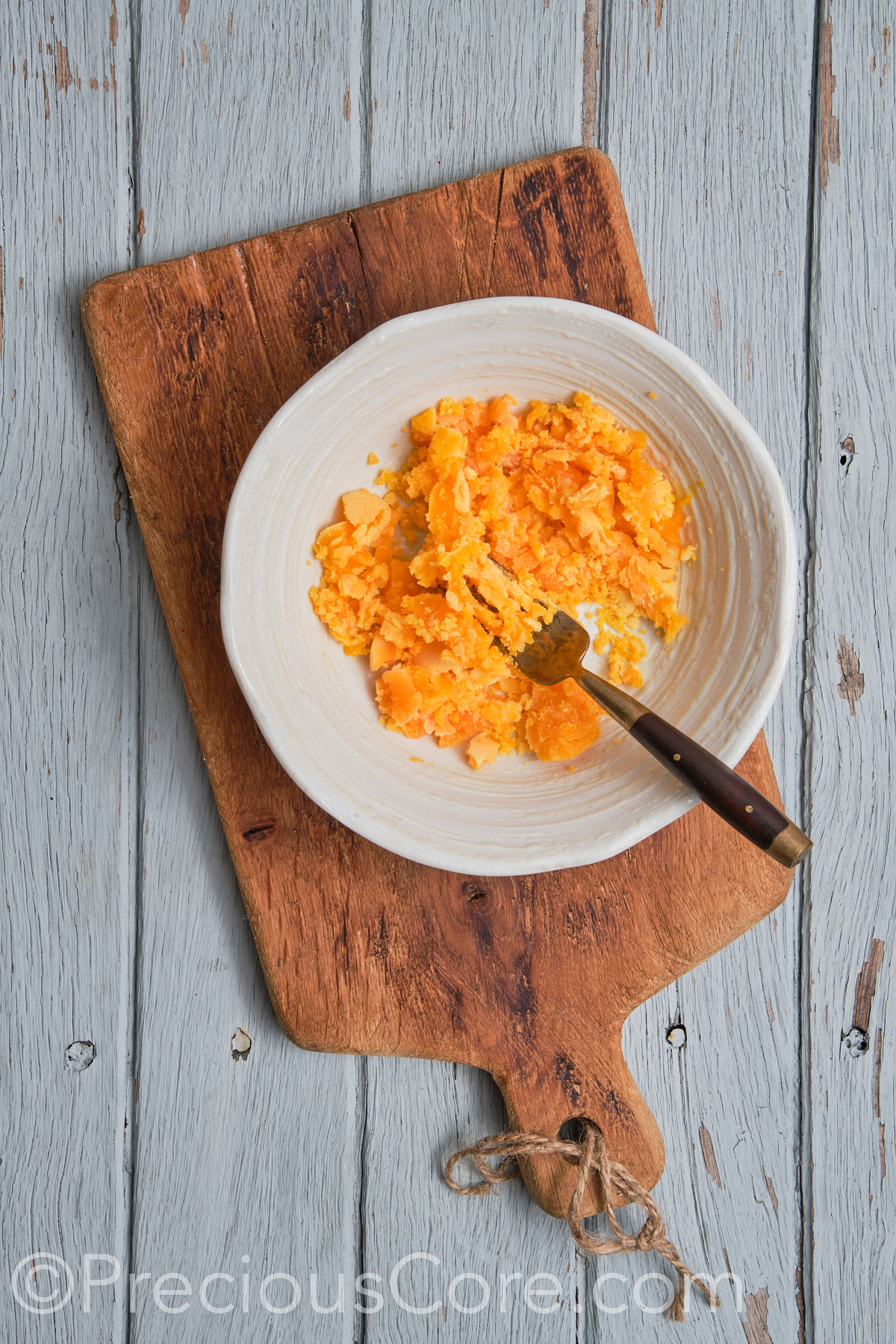 Mashed egg yolks.