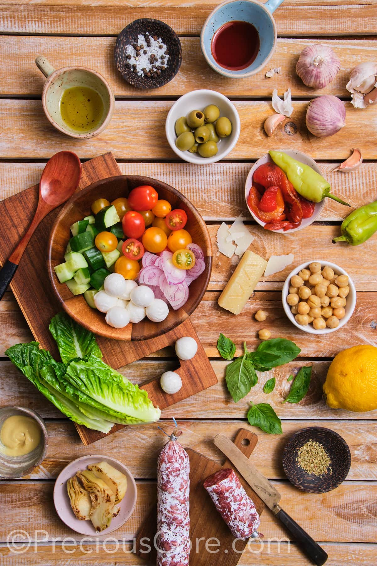 Ingredients for Italian Chopped Salad.