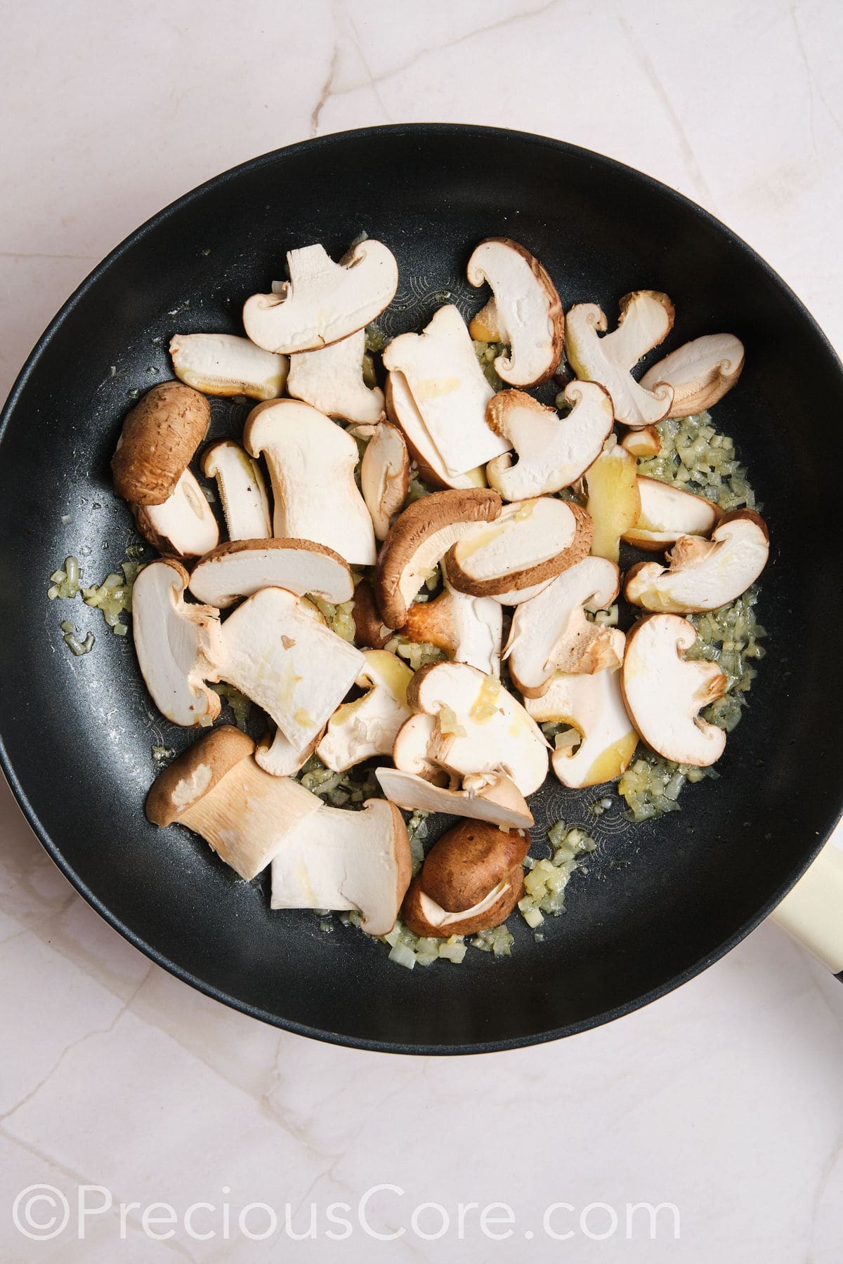 Mushrooms in a pan.