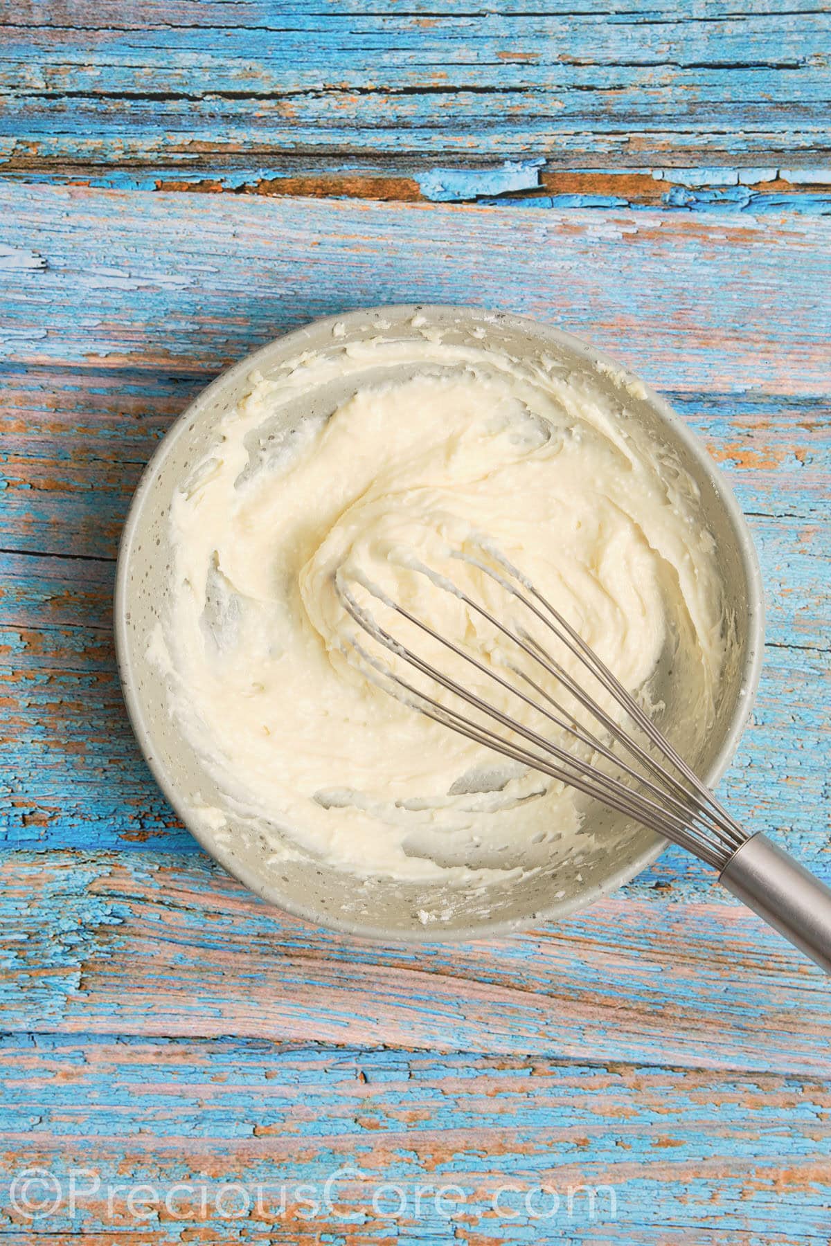 Mixed cream cheese frosting.