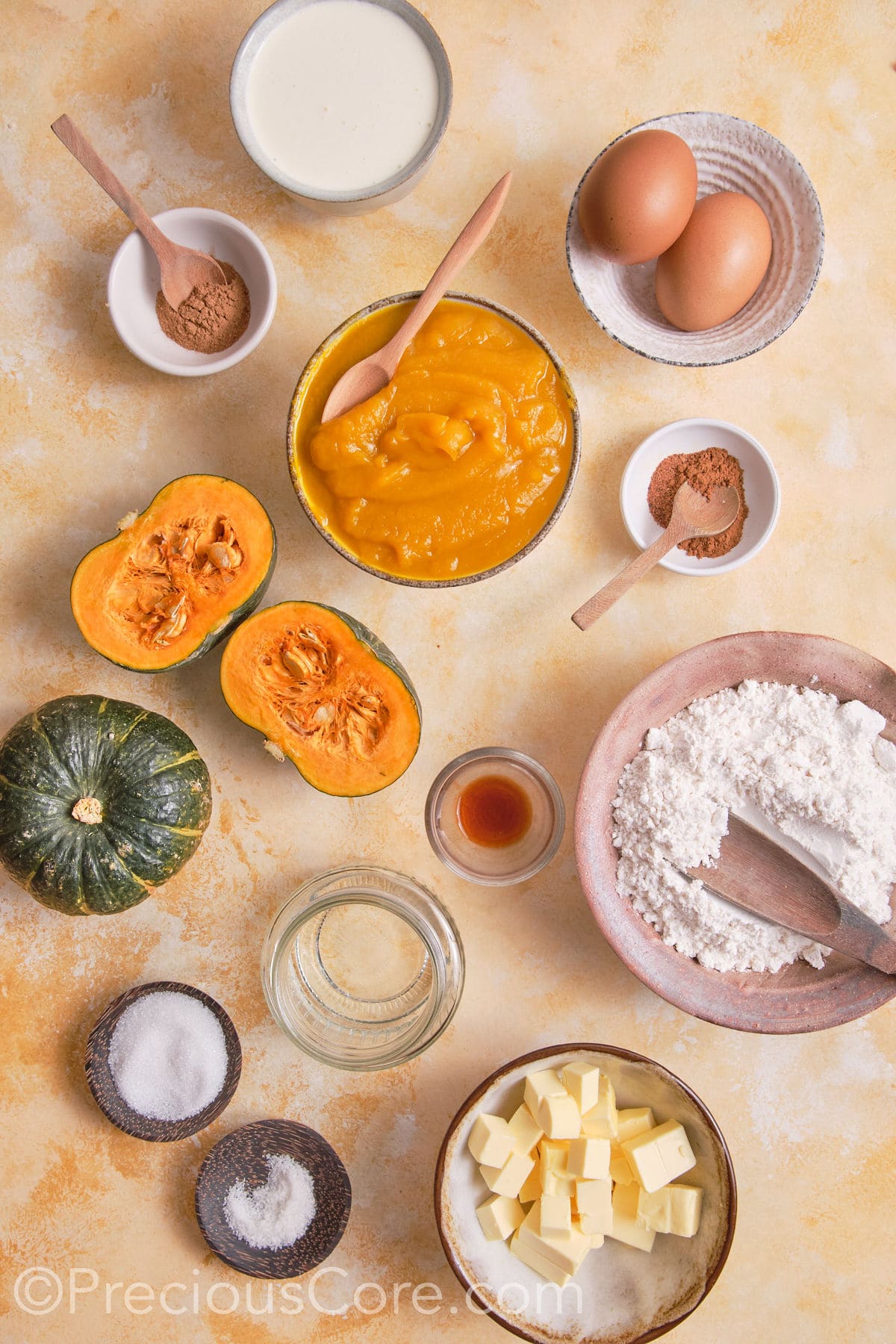 Ingredients for Pumpkin Pie without evaporated milk.