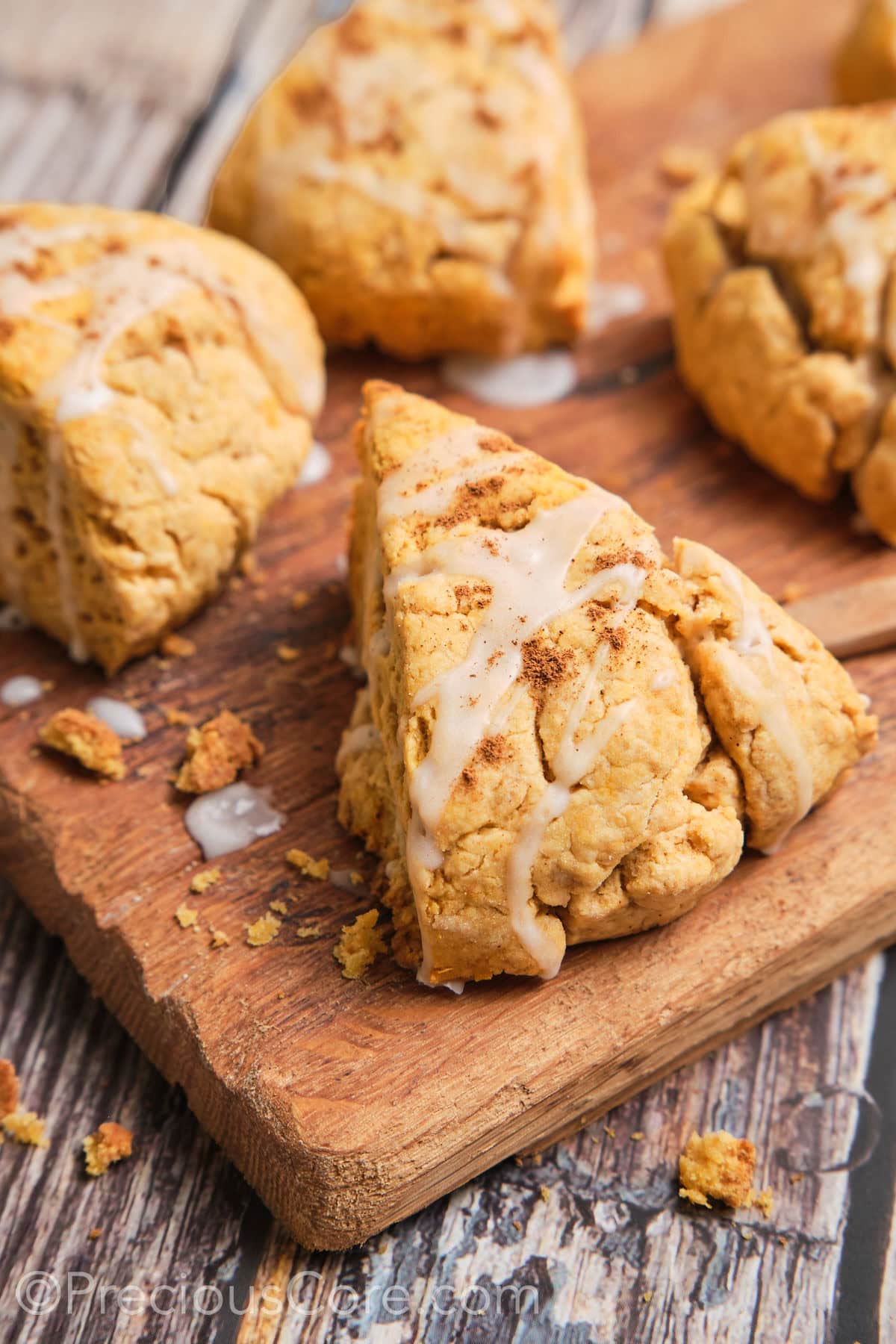 Close up shot of a sweet potato scone.