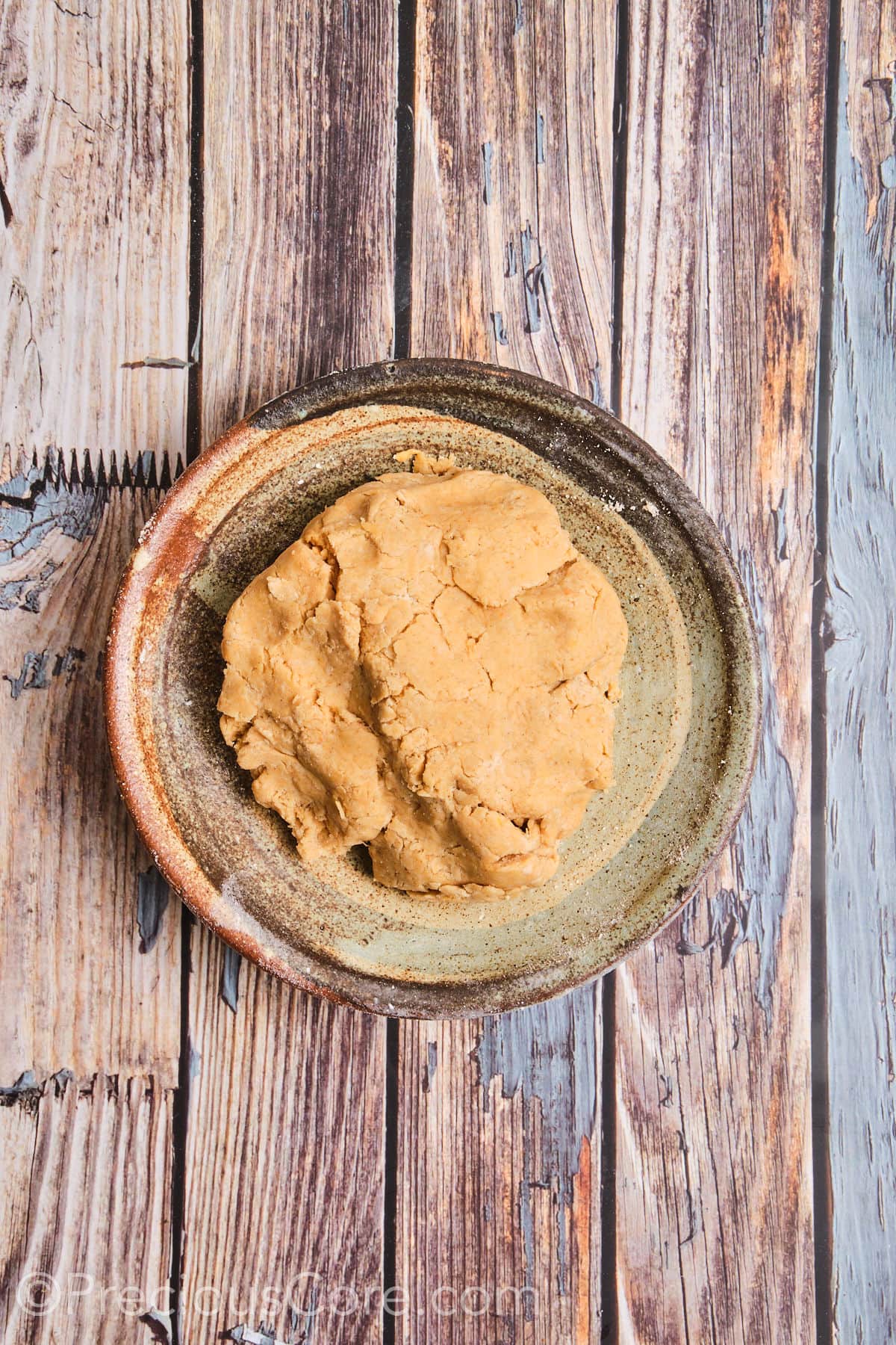 Lightly mixed sweet potato scone dough.