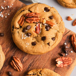 Cookies with pecans, chocolate chips, and butterscotch chips.