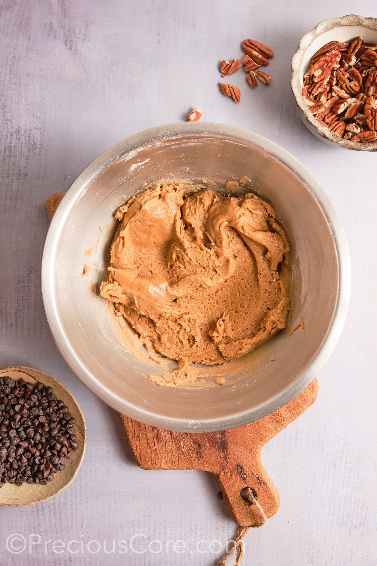 Browned butter cookie dough with dry ingredients added in.