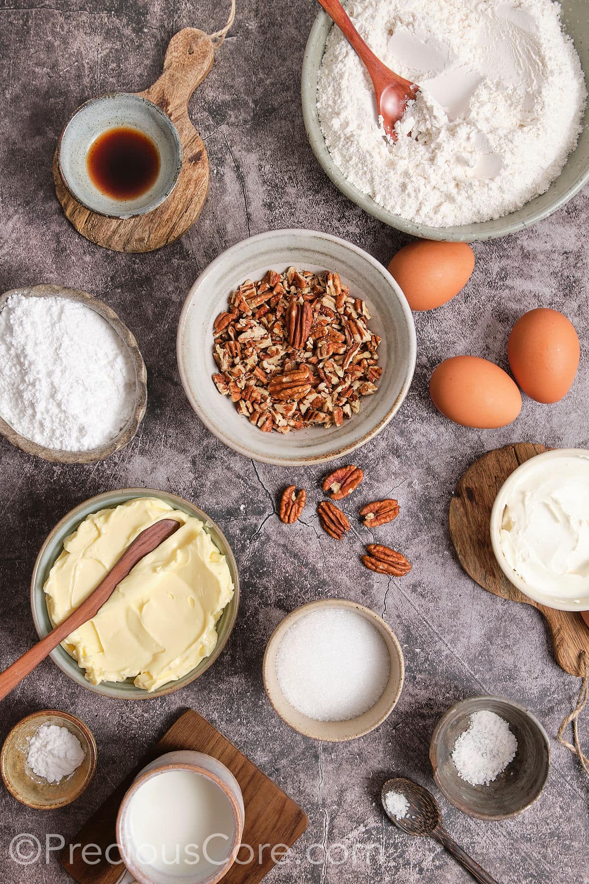 Ingredients for Butter Pecan Pound Cake